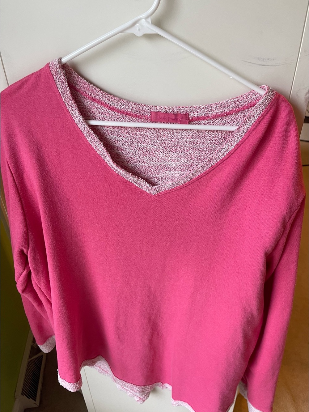 fresh produce Bright Pink V-Neck Long Sleeve Pullover
